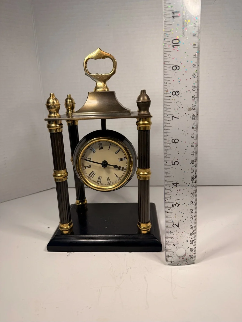 The Bombay Company Vintage Pavilion Mantel Clock with Brass Columns